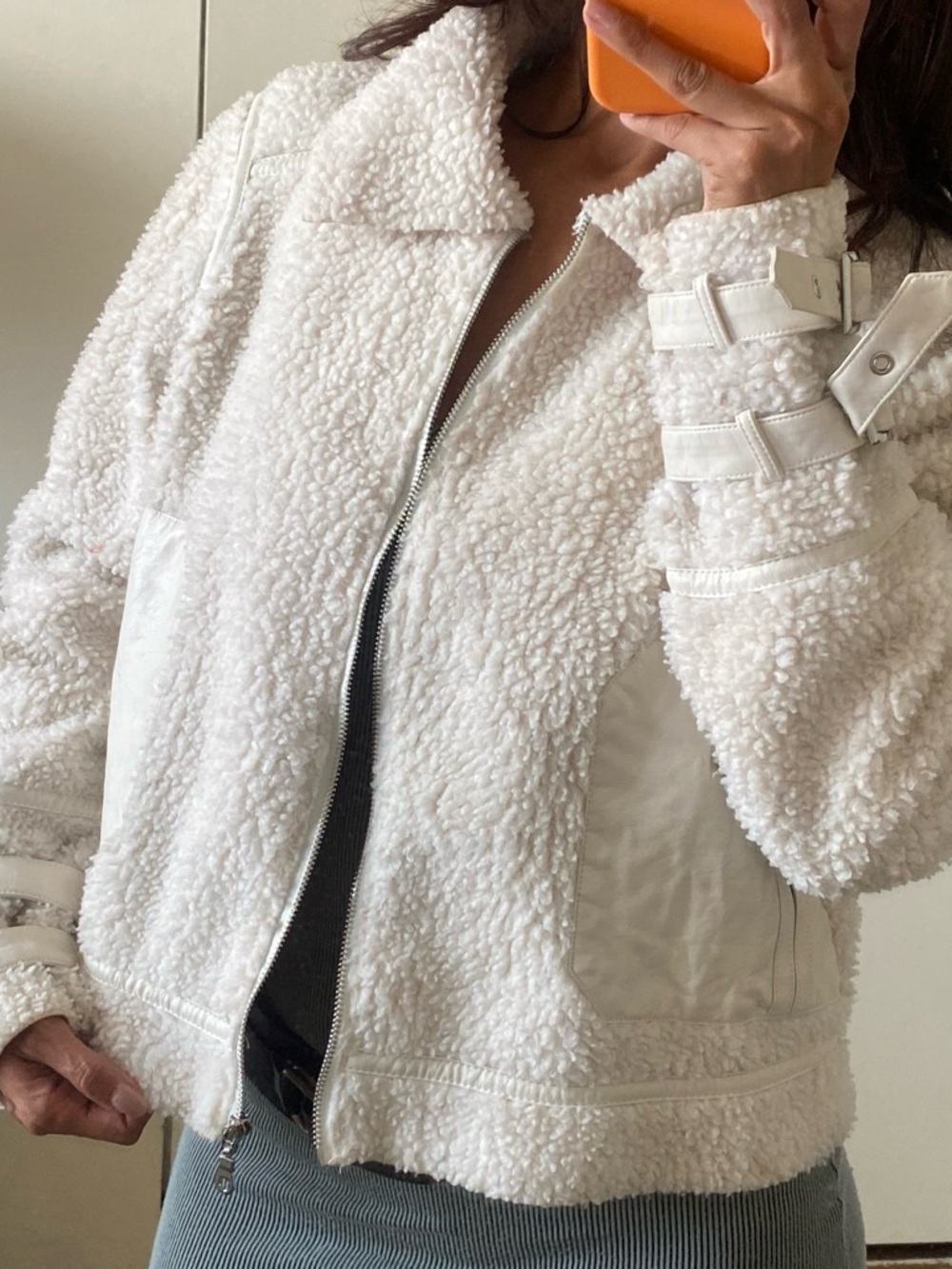 Guess Cream Suede Jacket with Shearling Trim - Picture 5 of 9